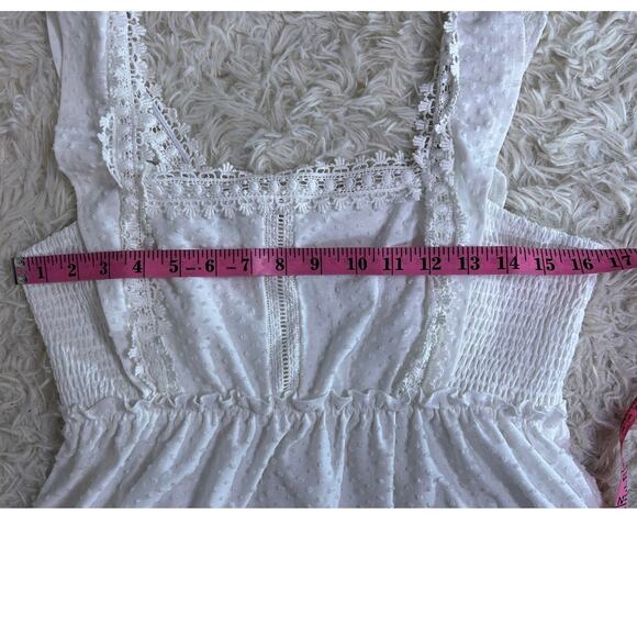 Cato Women's Size M White Swiss Dot Lace Trim Babydoll Tank #0484 - Picture 10 of 10